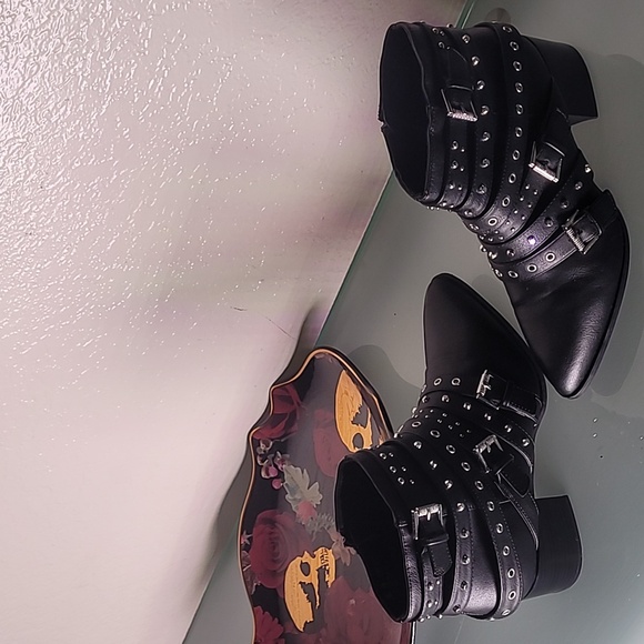 Studded Black Ankle Boots - Picture 7 of 10